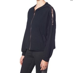 Splendid Metallic Stripe Zip Up Hoodie